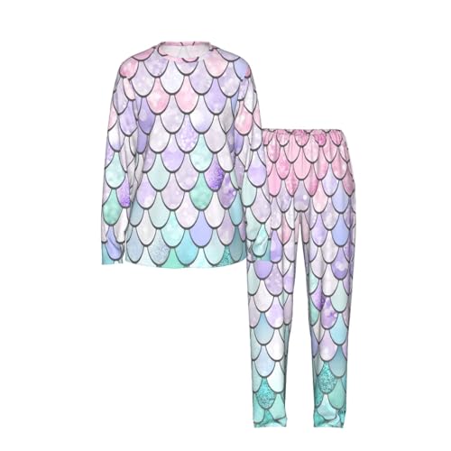 Pyjama sirène femme en rose et violet pastel avec pantalon élastique confort