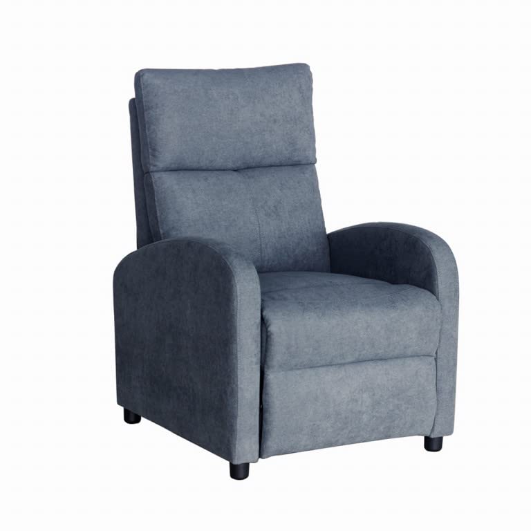 SHIITO - Sillón Reclinable con Reposapiés - 100 x 68 x 85 cm - Modelo Kabul - Máximo Relax y Confort - con Cómodo Sistema de Apertura Push Back - Gris