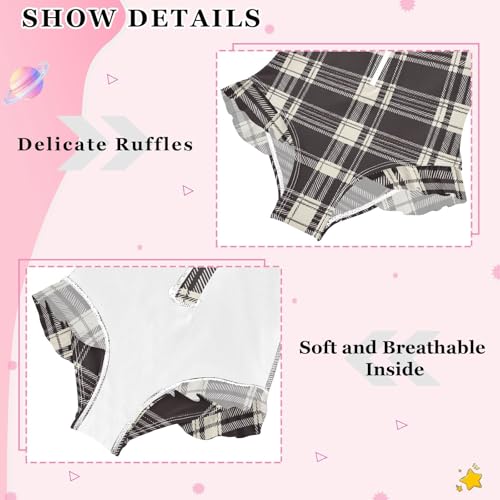 Girls One Piece Swimsuits Long Sleeve Swimsuit Zipper Bathing Suits Cream Black Buffalo Plaid Checkered4