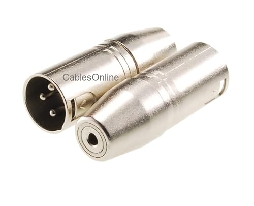 CablesOnline XLR 3ピン オスから3.5mm (1/8インチ) TRS メス バランスオーディオアダプター AV-A77-2 2個パック