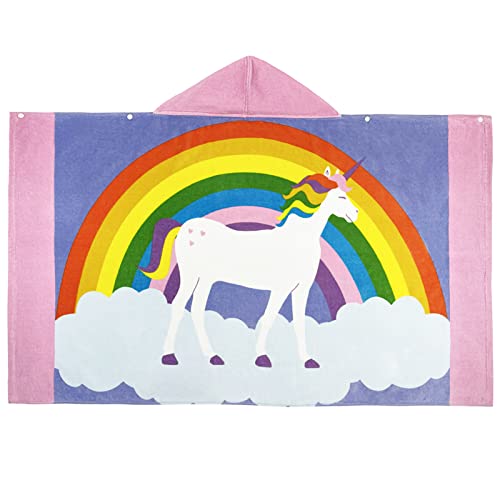 BANGSAUR Children's Hooded Bath Beach Towel, 100% Cotton 50"x30" Wrap, Kids Toddlers Girls Boys 3-12 Years Coverup(Rainbow Unicorn N) - Image 3