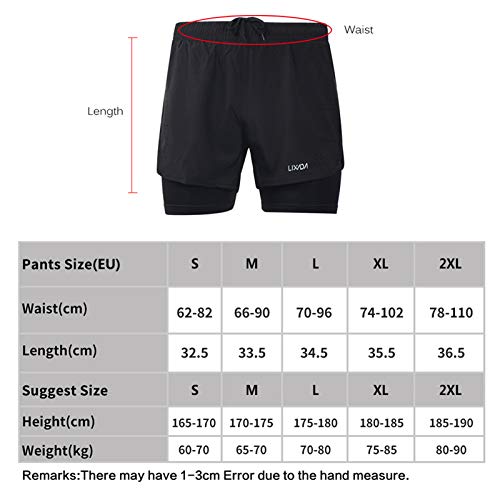 pedkit Calções de corrida 2 em 1 masculino de secagem rápida e respirável treino ativo calções de ci