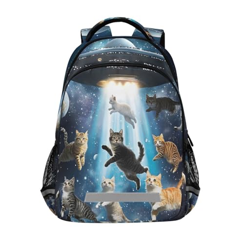 ALAZA Ufo Cats School Backpack for Girls & Boys, Kids Laptop Bookbag with Reflective Strip 17in