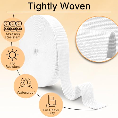 Image of CooBigo 12 Yards Webbing 1 inch & 1.5 inch & 2 inch Polypropylene Webbing Strap 1 Inch 1.5 Inch 2 Inch Wide Webbing Strapping for Bags /Lawn Chair /Pool Solar Cover DIY Crafting