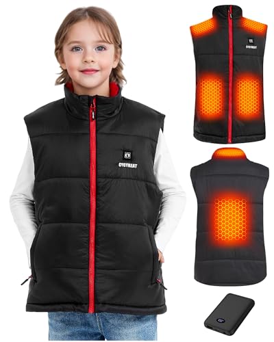 Kids Heated Vest - Girls and Boys Quilted Lightweight Heating Jacket Coat, Upgraded 7.4V Battery Pack