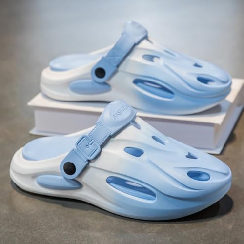 Men's Gradient Beach Sandals - Lightweight Sporty Slip-On with Adjustable Strap Gifts(5598blue,6/6.5)2