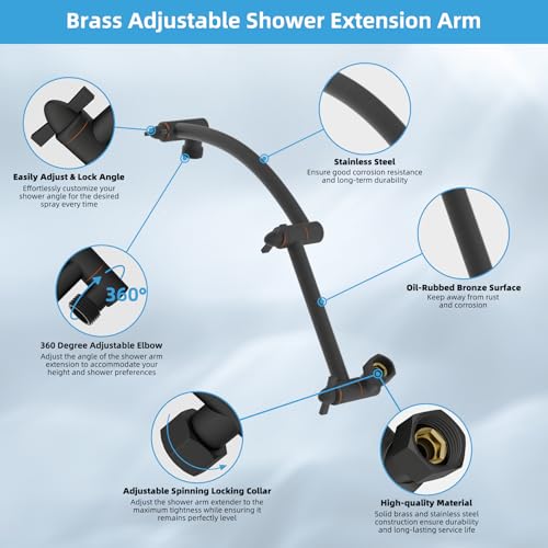 Hibbent 12'' Rain Shower Head with 16'' Extension Arm, Oil Rubbed Bronze - image 2