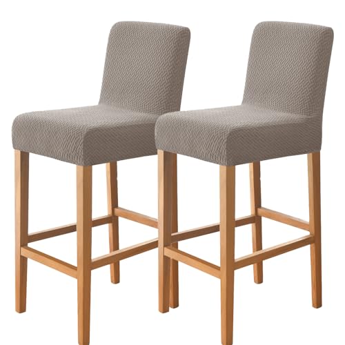 Image of FUANGUI Bar Stool Covers Set of 2, Stretch Bar Stool Seat Covers | Washable Removable Bar Chair Covers with Backs Slipcovers, Bar Chair Covers Square for Kitchen Dining Room Cafe
