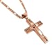 Yeidid International Mens Stainless Steel Rose Gold Pendant Cross Necklace with 24 Inch Figaro Chain