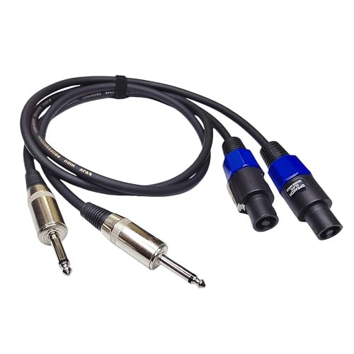 KOMITASUI Speakon to 1/4 Male Speaker Cable 3.3ft 12AWG 2-Pack