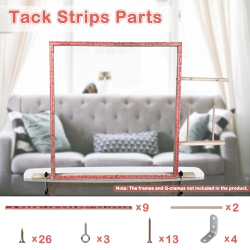 Image of 9 Pieces 15.7inch Tufting Tack Strips with Nails for Tufting Frame Rug Gripper Strip