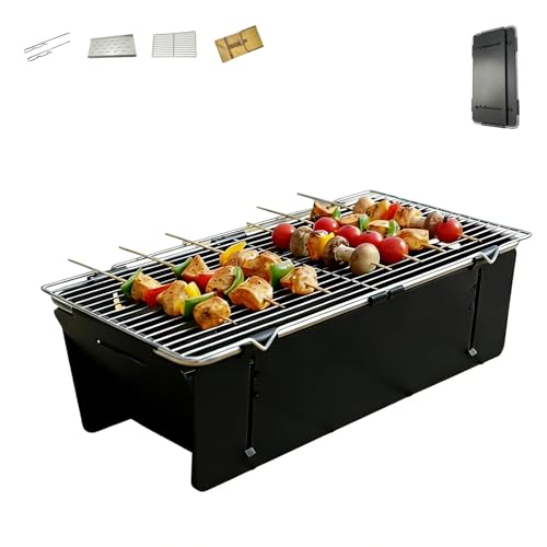 SWHC Barbacoa Carbon, Barbacoa Portatil, Pequeño, Portátil Plegable, BBQ Portatil para Uso En Exteriores, Incluye Bolsa De Almacenamiento, para Camping, Picnic, Jardín Y Playa