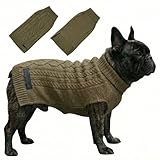 Bobby & Poppy Strick Hundepullover, Warmer Winterpullover für kleine, mittlere & große Hunde, ultrasofter Hundepulli Zopfmuster Dackel Französische Bulldogge - Grün S Cable Dog_Green_S