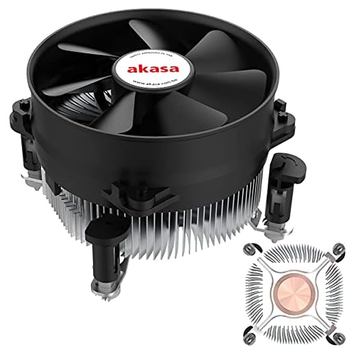 Akasa Kopparkärna värde CPU-kylare | PWM-fläkt med låg ljudnivå | TDP 115W | kylfläns med kopparkärna | 92 mm | Enkel installation | Designad för Intel LGA775, LGA115x, LGA1200 | AK-959CU