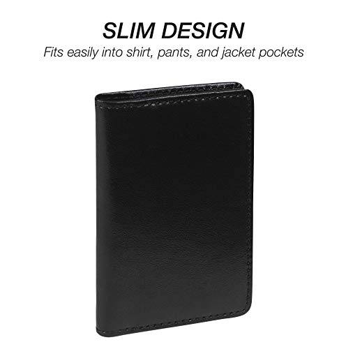 Samsill 81220 Porta-cartões de visita de couro Regal, capa para 25 empresas, preto