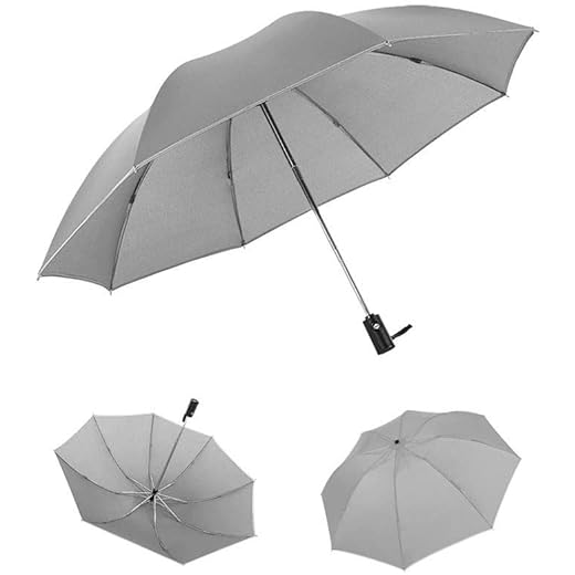Fällbara Paraplyer Tio ben Automatiska paraply Tre fällda omvända paraplyfällbara män och kvinnor affärer soliga paraply män och kvinnor bäst kompakt vikbar paraply (Color : Grey)