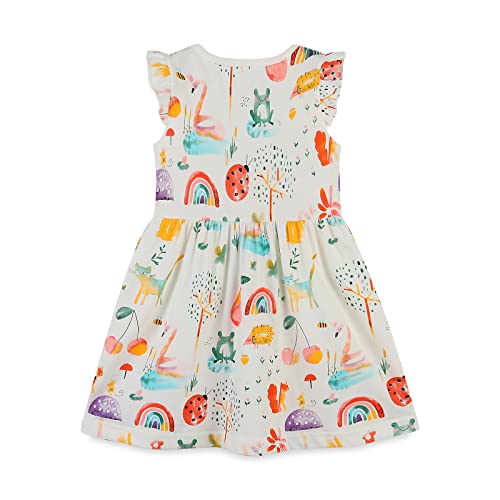 Image of HILEELANG Little Girls Cotton Dress Sleeveless Casual Summer Sundress Flower Printed Jumper Skirt