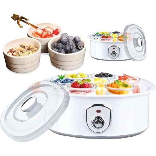 QIeAny Pequeño Fabricante De Yogurt Eléctrico, Máquina De Yogurt Eléctrica Multifunción, 1.5L con Olla Interior De Acero Inoxidable, Una Máquina De Yogurt De Bricolaje, Temperatura Constante,A