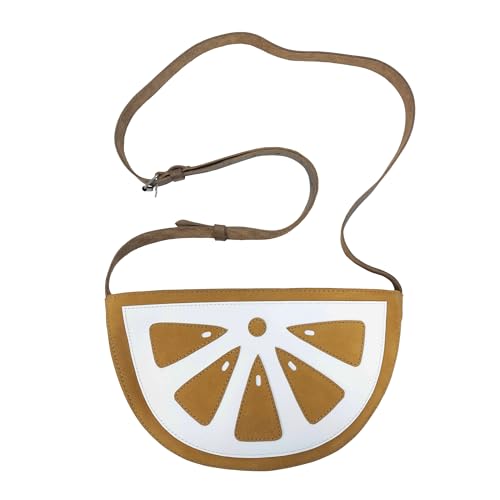 Lemon-Shaped Shoulder Bag with Adjustable Strap, Messenger Bag, Vintage Purse, Full Grain Leather, Handmade, Old Tobacco