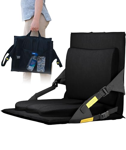 Everlasting Comfort Stadium Seats with Back Support - Adjustable Memory Foam Bleacher Chairs with Back and Cushion Portable Easy Folding Stadium Seat Cushion with Storage Pocket