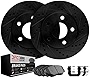 Dynamic Friction Company Front Brake Rotors-Drilled and Slotted-Black with 3000 Series Ceramic Brake Pads includes Hardware 8312-03098