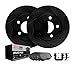 Dynamic Friction Company Rear Brake Rotors-Drilled and Slotted-Black with 3000 Series Ceramic Brake Pads includes Hardware 8312-63096