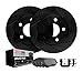 Front - Dynamic Friction Company Brake Rotors - Drill/Slot - Black with Ceramic Brake Pads and Hardware Kit 8312-39042