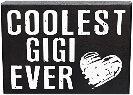 JennyGems Gift for Gigi, Coolest Gigi Ever Wooden Sign, Birthday Gifts for Gigi Wall Hanging and Shelf Decor, Made in USA