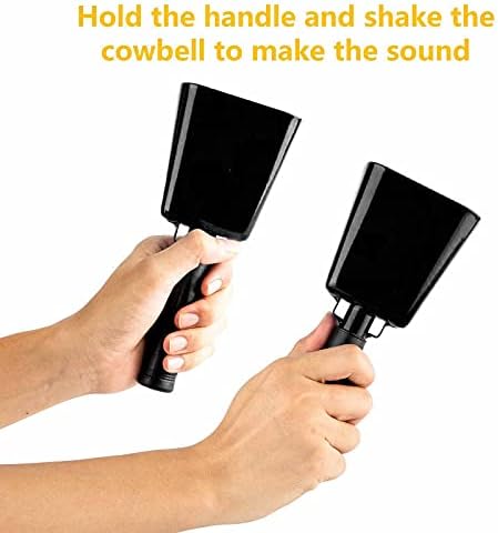 Steel Cow Bell with Handle Cowbells,Cheering Bell and Loud Noise Makers Hand Bells for Sporting Events,Football Games,School Bell,Farm Hand Chimes Percussion Musical Instruments (8 inches, black)