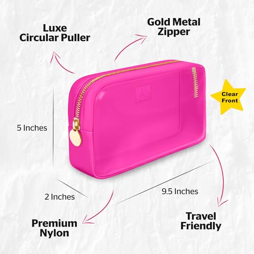DANCOUR Clear Makeup Bag Mini Makeup Bag for Purse Mini Pouch Purse Clear Small Cosmetic Pouch Cosmetic Travel Case (Small, Hot Pink)3