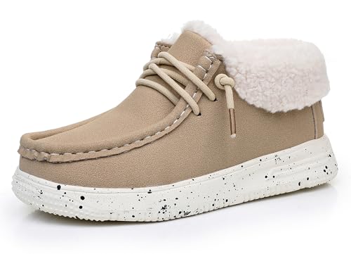 Apakowa Toddler Boys Girls Winter Boots Shoes Lightweight Warm Winter Slip-On Moccasin Boots with Faux Fur (Toddler/Little Kid/Big Kid)