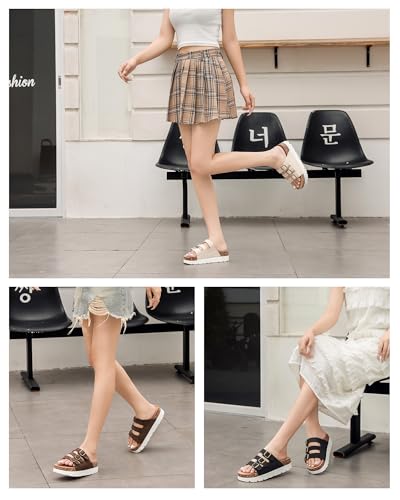 Image of YorFotMae Women's Platform Sandals - Chunky Cork Sandals with 3 Adjustable Straps, Comfortable Platform Sandals for Women, Perfect for Casual and Outdoor Wear