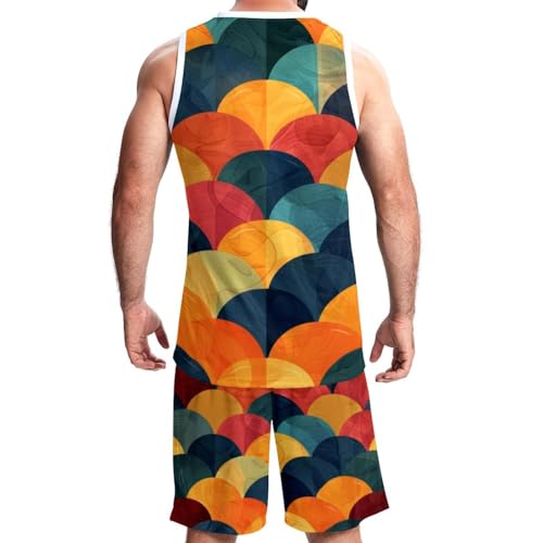 Combinaison de basket-ball mixte avec poches design cercles colorés de taille 5XL