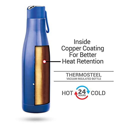 Image of Milton Fame 600 Thermosteel Water Bottle 500 ml, 24 Hr Hot and Cold I Leak Proof Lid, ISI Certified I Vacuum Insulated I for Office, Gym, School I Blue