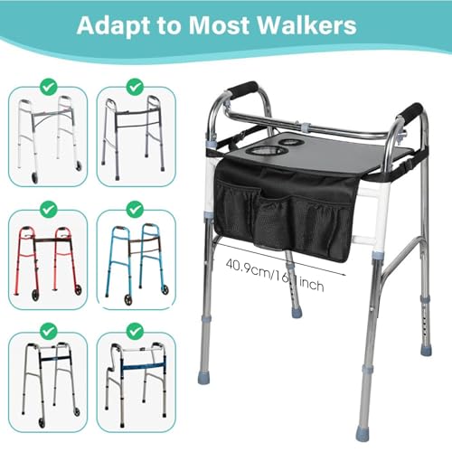 Plateau de marche pliant multifonctionnel avec multi-poches et porte-gobelet - 6
