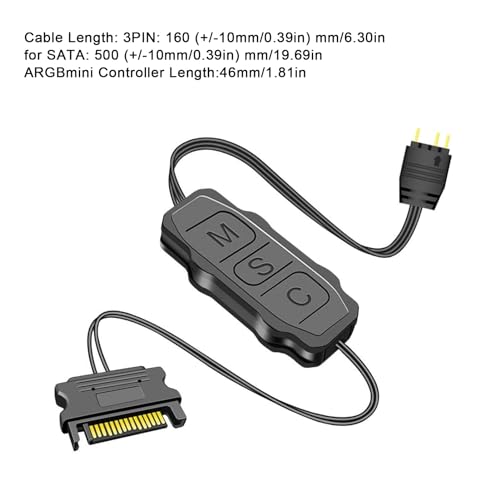 ciciglow ARGB Controller, 5V 3 Pin ARGB Product to SATA Power Supply Controller Portable Light Stripe Remote Controller for PC Fans Coolers DIY ARGB Devices (Black) - Image 5