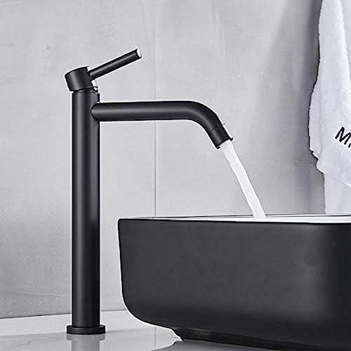 Robinet mitigeur de lavabo noir contre les éclaboussures de vasque - 3