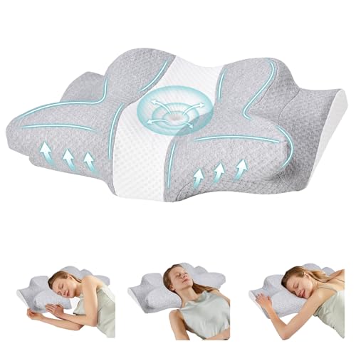 Smug Cervical Neck Pillow for Sleeping, Cooling Ergonomic Memory Foam