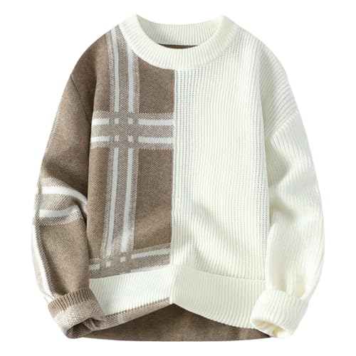 Suéter de punto cuello redondo hombre jersey grueso elegante y suave