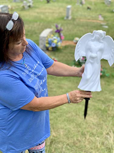 Solar Lighted Angel by Eternal Light | Solar Grave Decoration Heartfelt Cemetery Memorial 14" x 10"