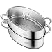 Rff Poêle à la Vapeur/Pot à Vapeur/Soupe Pot 304 Acier Inoxydable Ménage à la Vapeur à la Vapeur artefact Ovale Steamer Pot de Vapeur 38cm