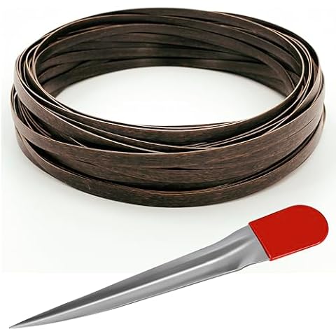 Laphivieh 260 Ft Mottled Dark Brown Plastic Wicker Repair Kit with Stainless Steel Weaving Tool, Synthetic Rattan Material for Patio Rattan Furniture Repair Replacement Supplies Cover
