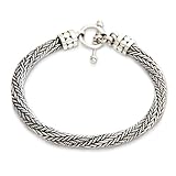 NOVICA .925 Sterling Silver Men's Braided Chain Bracelet, 8.75