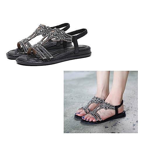 AYGJKIE Slippers Women Summer Elegant Summer Shoes Comfortable Non-Slip Orthopedic Sandals Sandals Women Summer Sandals Women (Color : Black, Size : 9US)4