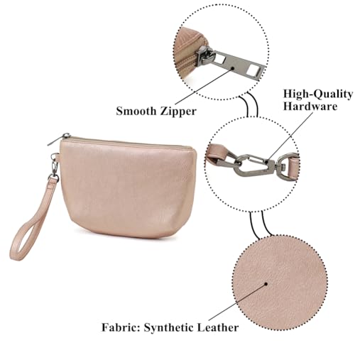 Image of Small Wristlet Wallets for Women, Zip Clutch Bag with Wristlet Pouch, 3-Zipper Original Design
