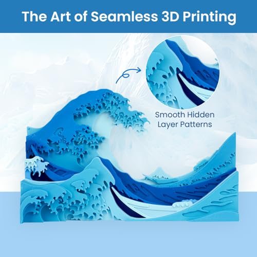 Image of ERYONE Matte Gradient Rainbow 3D Printer PLA Filament 1.75 + /- 0.03mm, HS Matte Multicolor High Speed Filament PLA 1KG(2.2LBS) Spool, Glacier(Blue White Lightblue)