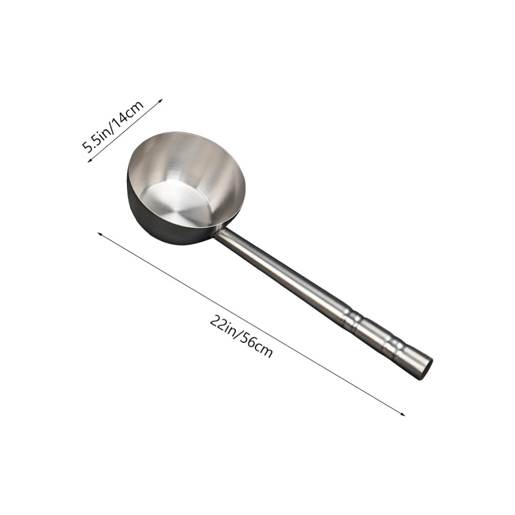 Luxshiny Louche Inox à Fond Plat Ustensile de Cuisine pour Eau et Soupe Manche Long et Ergonomique