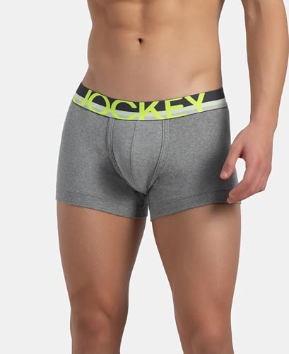 Image of Jockey FP03 Men's Super Combed Cotton Rib Solid Trunk with Ultrasoft Waistband Grey M