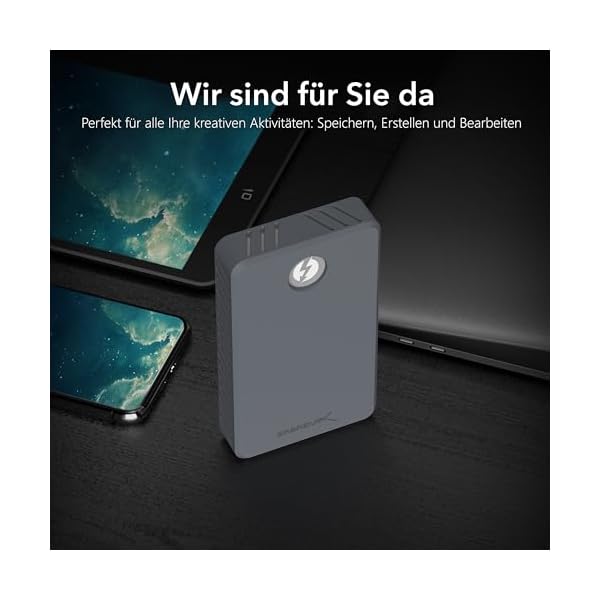 SABRENT SSD M.2 Gehäuse Dual Bay, 1500Mbps Thunderbolt 3 Docking Station USB C fur Aluminium Externes für Zwei M2 NVMe mit Netzteil Unterstützt 2242, 2260, 2280, Thunderbolt Kabel enthalten (EC-T3DN) – Bild 6