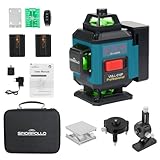 SinoApollo Kompakter 4D 16-Linien Laser Wasserwaage, Selbstnivellierend, 4x360 Grad Grüne Kreuzlinienlaser für Bauarbeiten und Bilderhängen, mit 2 wiederaufladbaren 5200 mAh Typ-C Batterien